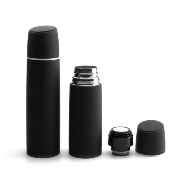 Bouteille Isotherme Soft Touch Noir Inox 18/10