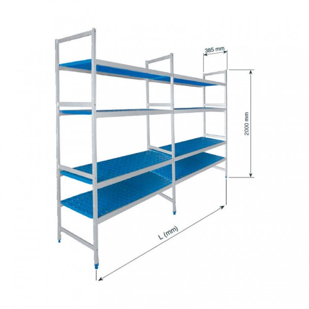 Rayonnage modulaire Double-8 Étagères, Fond 385 mm Hauteur 2000 mm