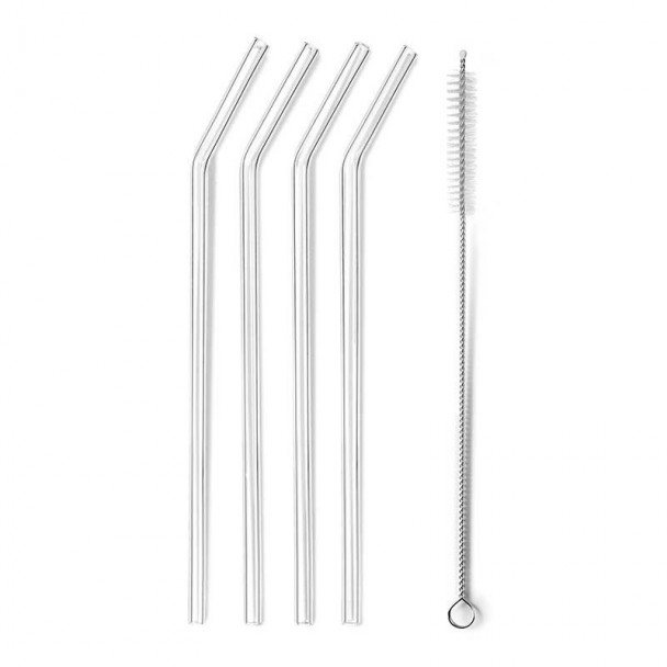 Set 4 Boire De Pailles Réutilisables En Verre