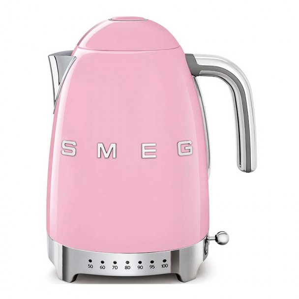 Bouilloire à température variable style 50's rose